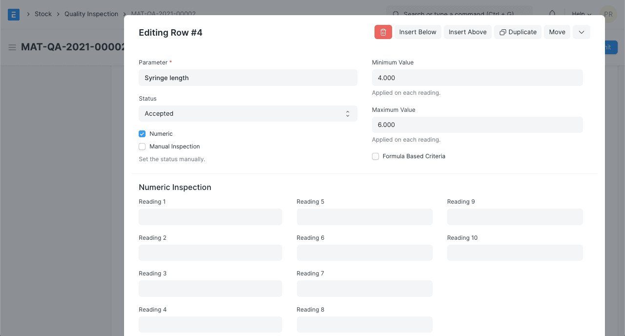 Quality inspection interface documented by the upstream application project