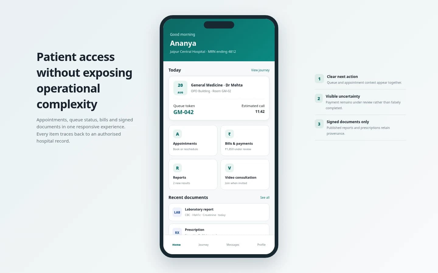 Omega patient access workspace