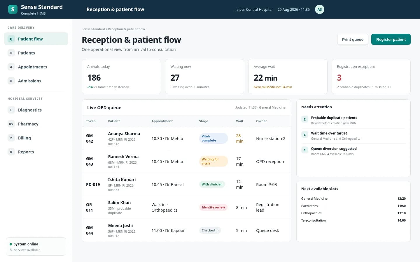 Sense Standard product workspace