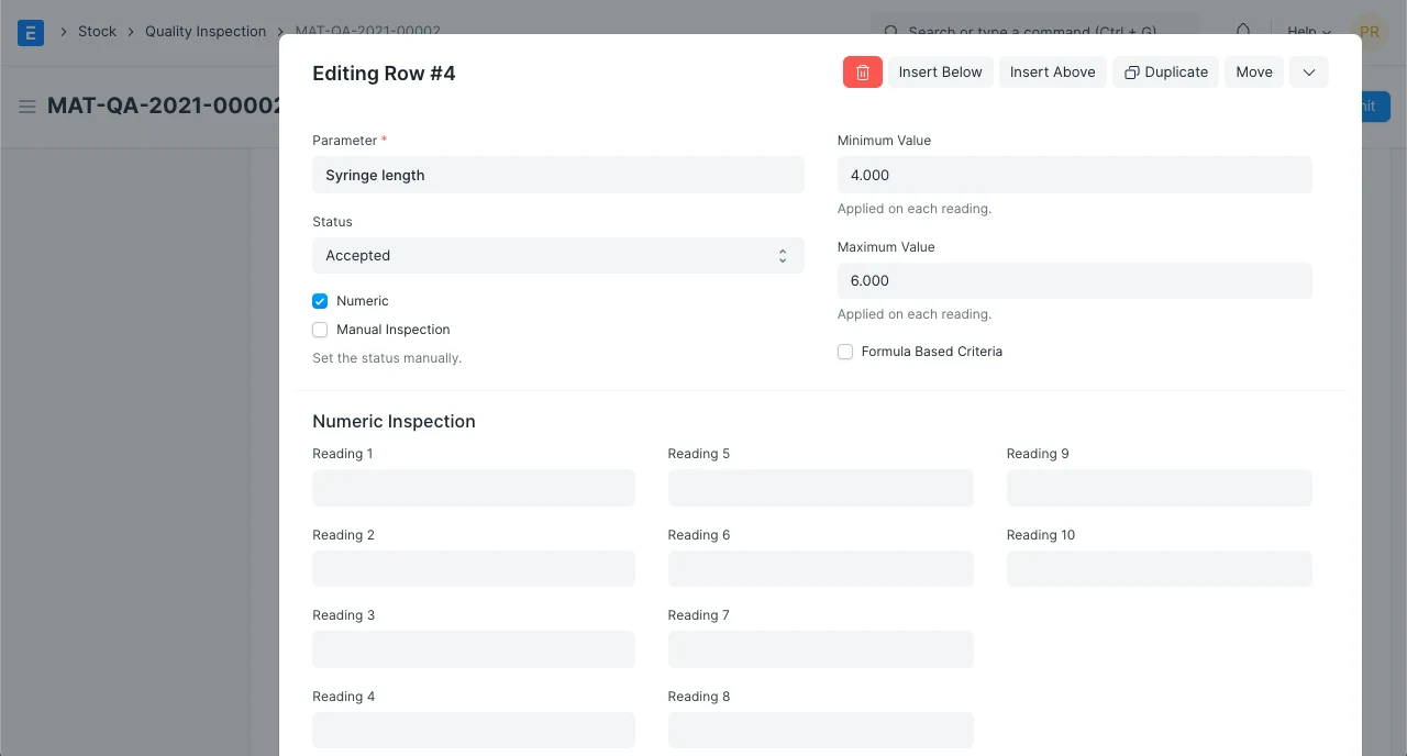 Quality inspection interface documented by the upstream application project